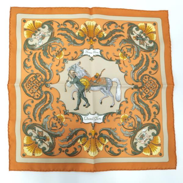 HERMES 【中古】HERMES スカーフ カレ45 Cheval Turc トルコの馬  