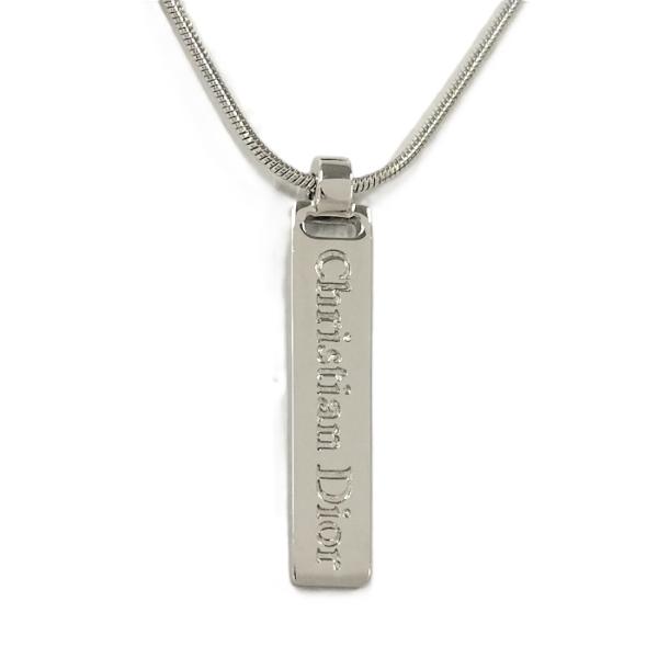 Christian Dior Diorロゴプレートネックレス シルバー 美品 Christian