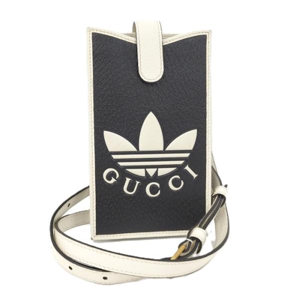 GUCCI（グッチ） × ADIDAS スマホショルダーバッグ レザー ブラック