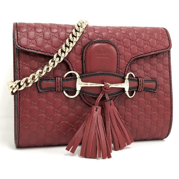 美品　GUCCI　グッチ　シマ　エミリー　チェーンショルダーバッグ　ホースビット GUCCI グッチ グッチシマ エミリー ホースビット 斜め掛け