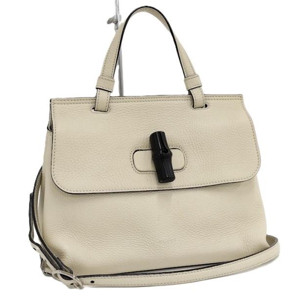 GUCCI（グッチ） GUCCI 2WAYハンドバッグ バンブー レザー ホワイト