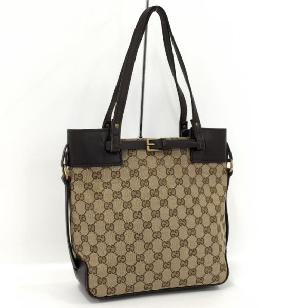 Gucci ベージュ トートバッグ GUCCI 【中古】GUCCI トートバッグ GGキャンバス レザー