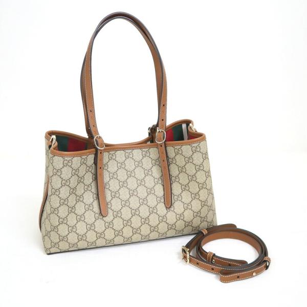 ☆ドリーム荒牧店☆GUCCI グッチ スモールトートバッグ GGスプリーム ベージュ×ダークブラウン 493075 GUCCI グッチ スモールトートバッグ GGスプリーム ベージュ×ダーク