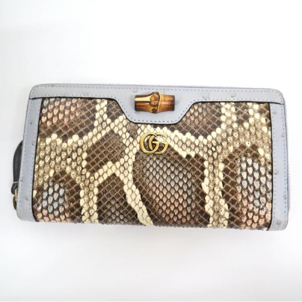 美品✨GUCCI パイソン 切り替え コンチネンタルウォレット 410100 GUCCI グッチ コンチネンタル・ウォレット パイソン×オーストリッチ