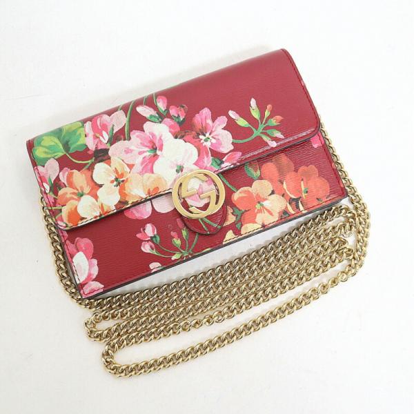 GUCCI グッチ チェーンウォレット GGブルームス フラワー レッド GUCCI グッチ チェーンウォレット GGブルームス フラワー レッド