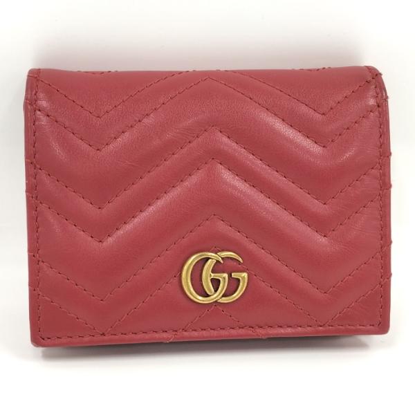 らいあ　グッチGGマーモント レザーウォレット 466492 二つ折り財布 グッチ 二つ折り財布 GGマーモント カードケース ウォレット