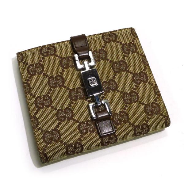 GUCCI グッチ 二つ折り財布 GGキャンバス ジャッキー Wホック 楽天市場】【中古】 グッチ Wホック 財布 二つ折り ミニ財布