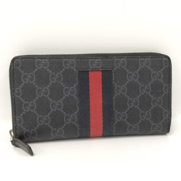 01 美品 GUCCI シェリーライン ラウンドファスナー 長財布 PVC GUCCI 【中古】GUCCI ラウンドファスナー 長財布 シェリーライン