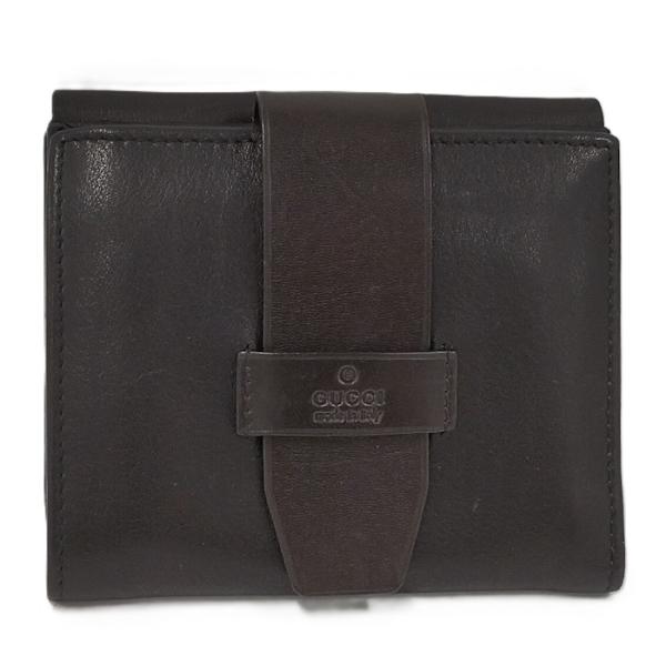 GUCCI ブラックレザー 二つ折り財布 ブラックレザー GUCCI 二つ折り財布