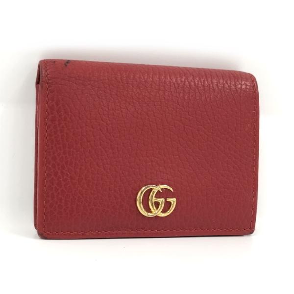 【A様お取置】中古 Gucci 二つ折り財布 ブラック/レッド GG マーモント GUCCI 【中古】GUCCI 二つ折り財布 コンパクト財布 GGマーモント