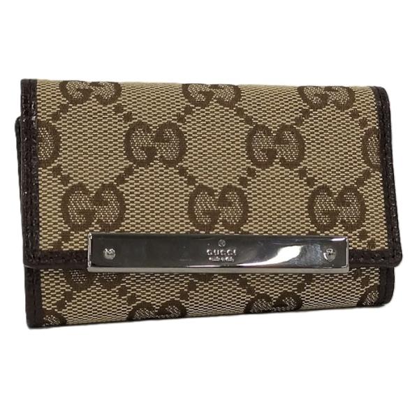 GUCCI グッチ GGキャンバス 6連キーケース レザー ダークブラウン GUCCI 6連キーケース GGキャンバス レザー ブラウン : JJ