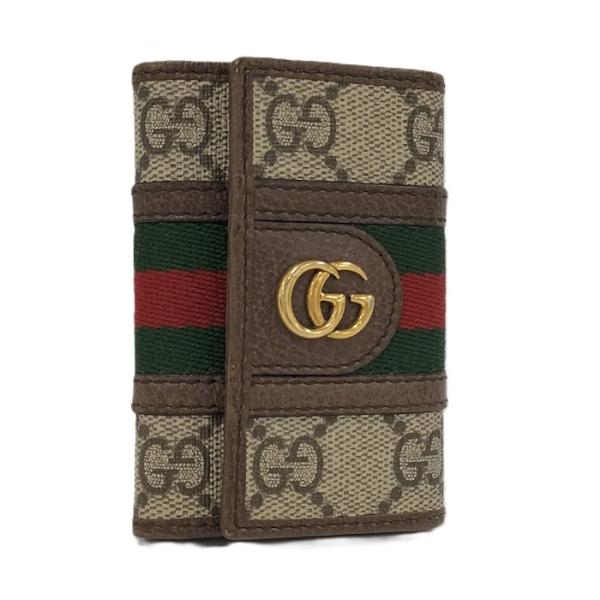 GUCCI オフィディア キーケース ベージュ GUCCI 6連キーケース オフィディア ベージュ ブラウン PVC : JJ
