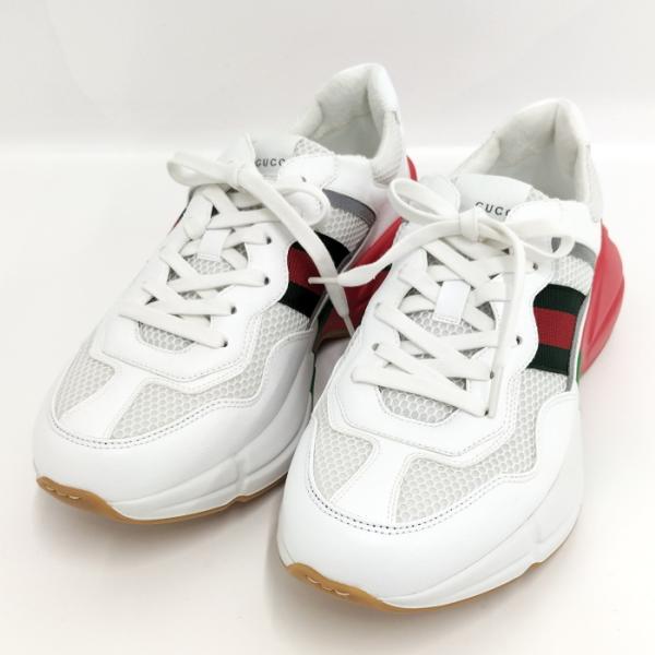 GUCCI 【中古】GUCCI スニーカー レザー ホワイト レッド 表記