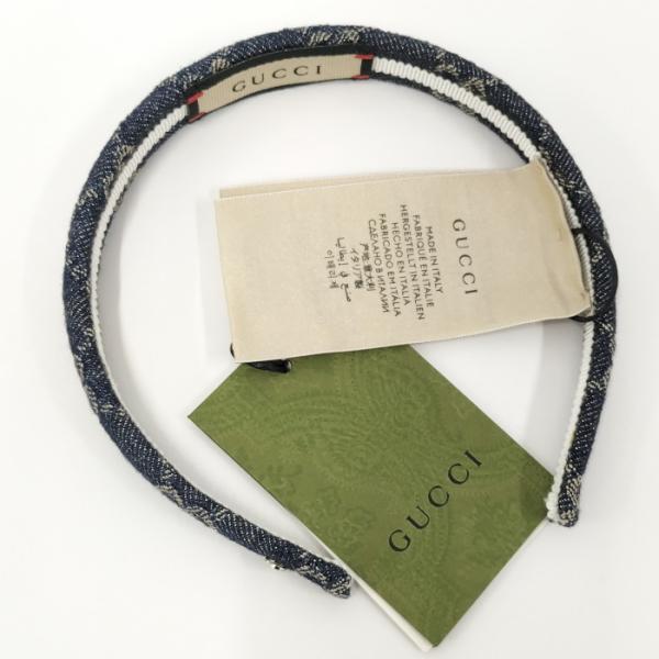 【美品】GUCCI カチューシャ ヘアバンド エコウォッシュド デニム GG柄 GUCCI 【中古】GUCCI カチューシャ エコ ウォッシュドデニム