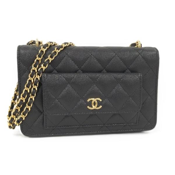 美品✨ CHANEL キャビア 二つ折り チェーンウォレット ショルダーバッグ CHANEL チェーンショルダーバッグ チェーンウォレット キャビアスキン