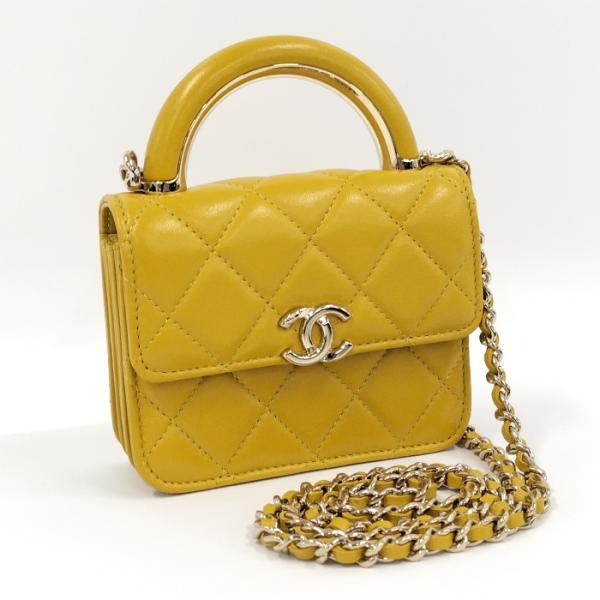 CHANEL トップハンドル ミニチェーンショルダーバッグ レザー 