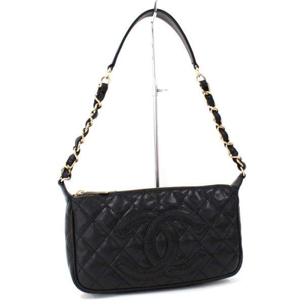 CHANEL 【中古】CHANEL チェーンショルダーポーチ キャビア