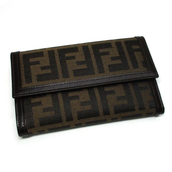 FENDI 三つ折り財布 ブラウン ブラック バゲット マイクロ 三つ折り財布 ファブリック ブラウン | Fendi
