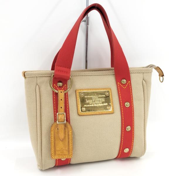 Louis Vuitton トートバッグ ベージュ/レッド LOUIS VUITTON アンティグア カバPM トートバッグ キャンバス