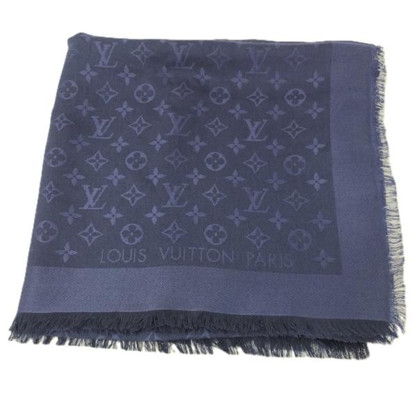 本物 ■ルイヴィトン■ ショール・モノグラム M72412 ネイビー イタリア製 LOUIS VUITTON（ルイ・ヴィトン） ショール モノグラム ストール
