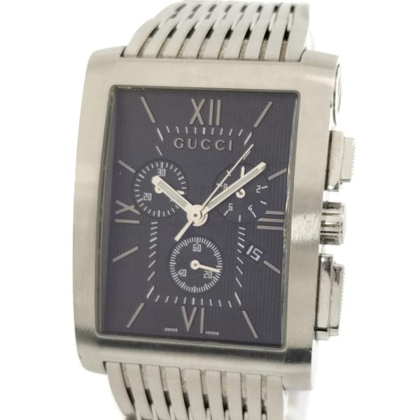 GUCCI メンズ腕時計 クロノグラフ SS クオーツ ブラック文字盤 8600M