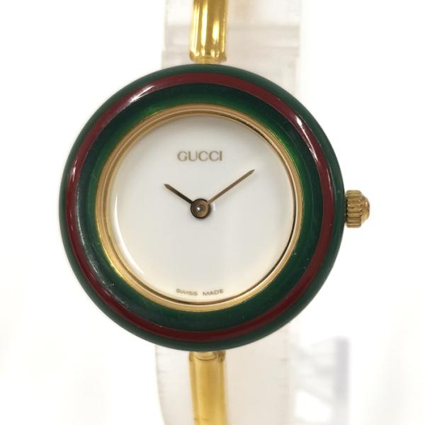 GUCCI チェンジベゼル レディース 腕時計 GP クオーツ ホワイト