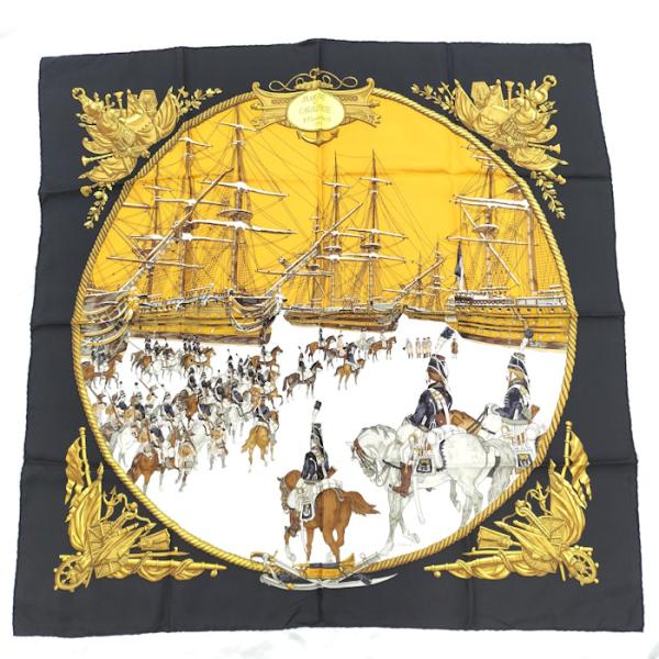 超美品HERMES エルメス　大判スカーフ カレ90 海と騎兵隊 HERMES カレ90 大判スカーフ MARINE ET CAVALERIE 海と騎兵隊