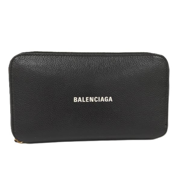 BALENCIAGA ラウンドファスナー長財布 レザー ブラック 594290