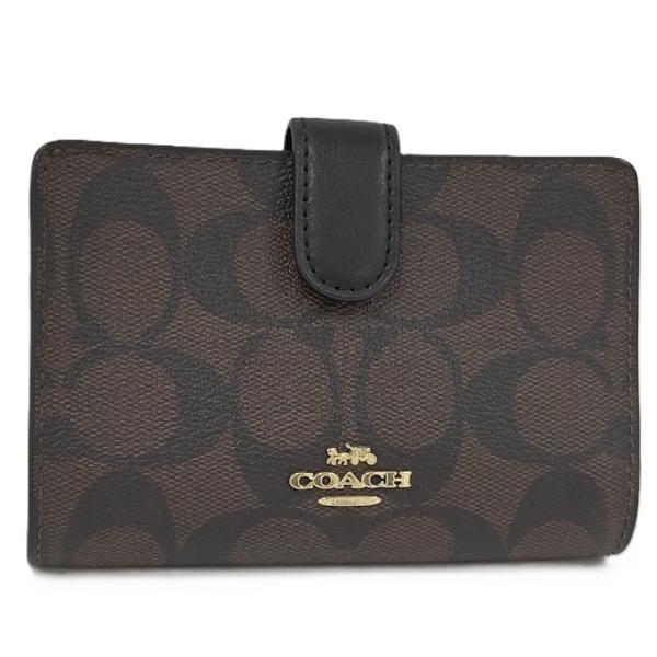 COACH 二つ折り財布 シグネチャー PVC レザー ブラウン 23553 : JJ