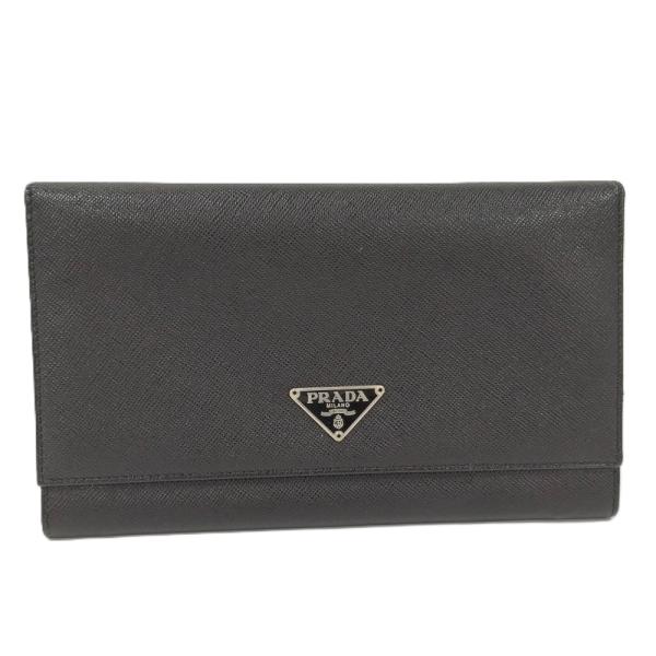 PRADA（プラダ） 二つ折り財布 サフィアーノレザー ブラック : JJ