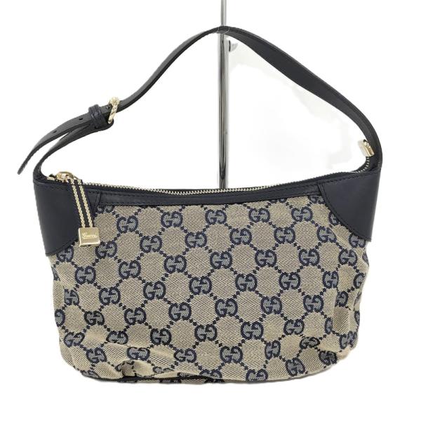 GUCCI（グッチ） アクセサリーポーチ GGキャンバス レザー ネイビー