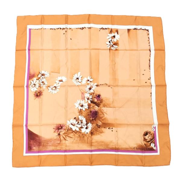 Christian Dior クリスチャンディオール フラワーモチーフ スカーフ Christian Dior（クリスチャン・ディオール） 大判スカーフ フラワー