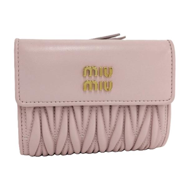 二つ折り財布 miu 【正規品】 miu キルティング ピンク