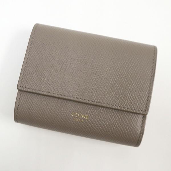 CELINE セリーヌ スモール トリフォールド ウォレット レザー グレー
