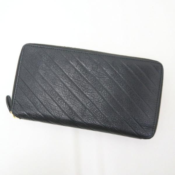 BALENCIAGA バレンシアガ 長財布 レザー ブラック×ゴールド金具 553884