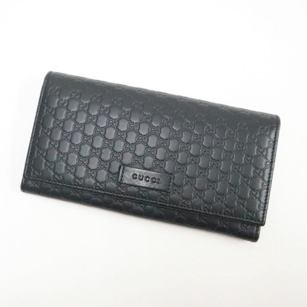 美品GUCCI ブラックレザー長財布 GGパターン　グッチシマ GUCCI グッチ 長財布 マイクログッチシマ レザー ブラック 449396 : JJ