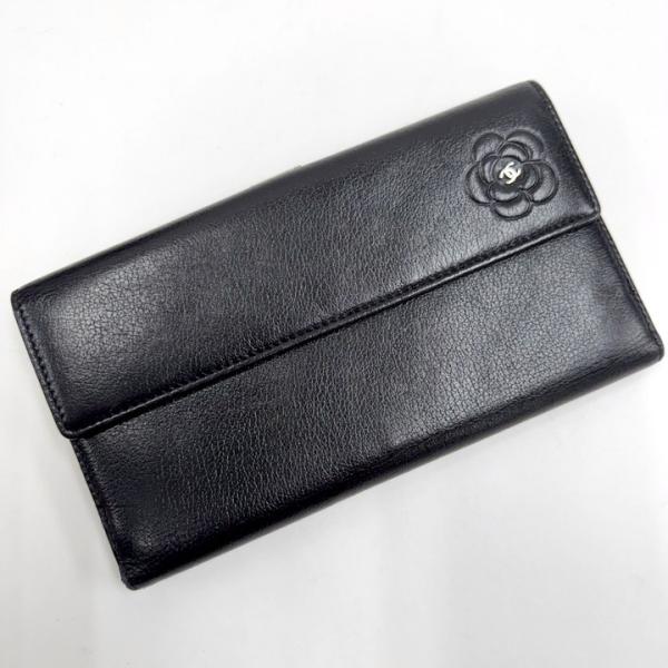 長財布 バタフライカメリア シール有り オレンジ オールドシャネル CHANEL