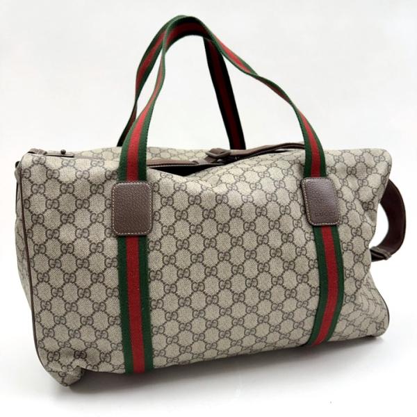 【美品】グッチ ボストンバッグ ベージュ スプリーム ブラウン GUCCI グッチ ラージダッフルバッグ ボストンバッグ GGスプリーム