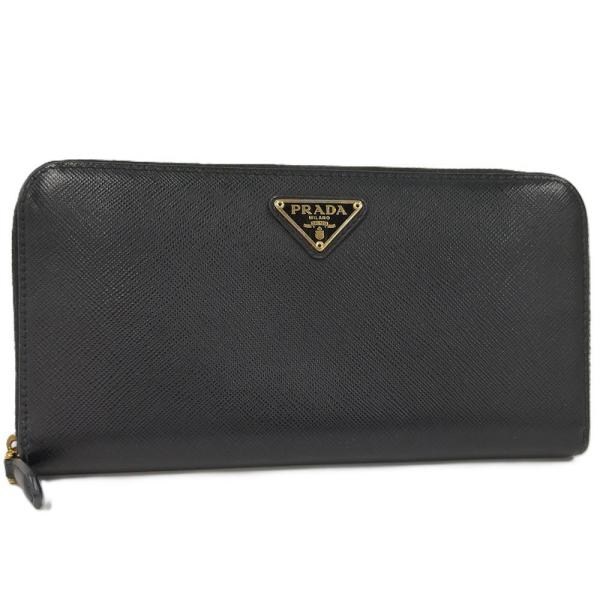 ⭐️ 美品 プラダ サフィアーノ トライアングル ラウンドファスナー 長財布 PRADA（プラダ） サフィアーノ トライアングルロゴ ラウンドファスナー