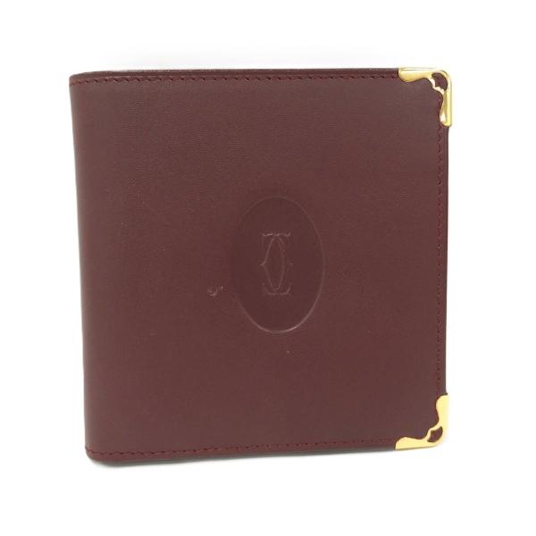 Cartier ボルドー 二つ折り財布 正規品 Cartier（カルティエ） 二つ折り財布 レザー ボルドー : JJ