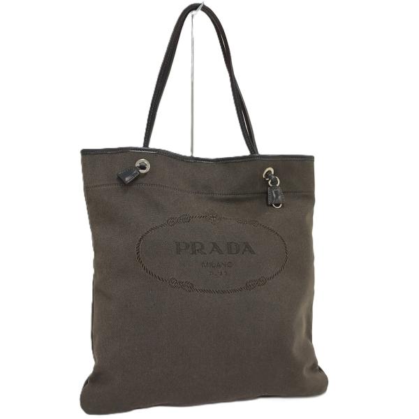 PRADA（プラダ） トートバッグ ジャガード ロゴ キャンバス ブラック系
