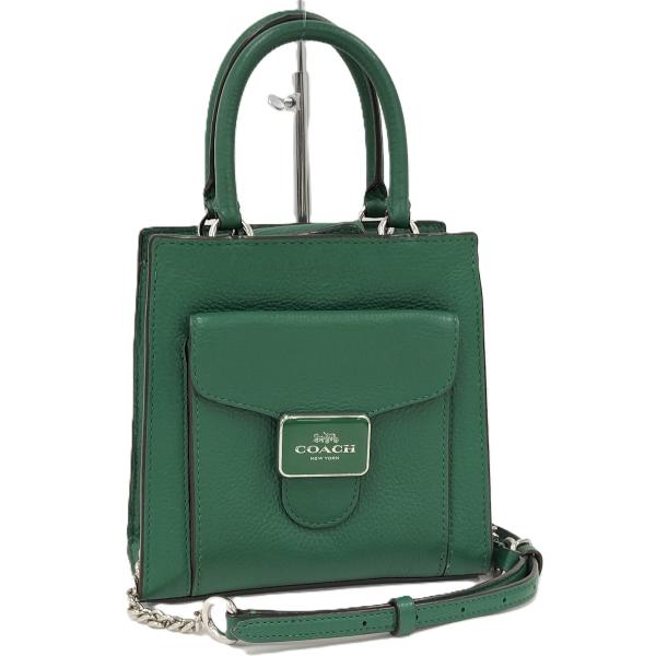 COACHバッグ 斜め掛けバッグ グリーン COACH（コーチ） COACH 2WAYショルダーバッグ ぺブルレザー ミニ