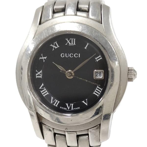 美品 GUCCI グッチ 5500L クォーツ レディース 黒文字盤 腕時計 GUCCI（グッチ） 腕時計 レディース SS クオーツ ブラック文字盤 5500L