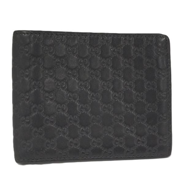 GUCCI グッチ マイクロシマ GG柄 二つ折り財布 レザー ブラック GUCCI（グッチ） 二つ折り財布 札入れ マイクログッチシマ レザー