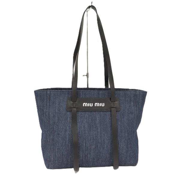 ✨極美品✨MIU MIU ネイビーデニムショルダーバッグ.-* miu miu（ミュウミュウ） ハンドバッグ デニム ネイビー 5BG145 : JJ