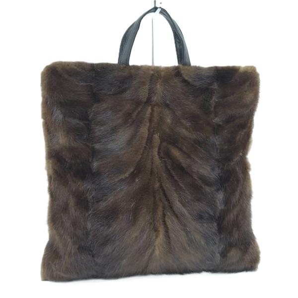 LOEWE ファー ハンドバッグ レザー ブラウン ブラック