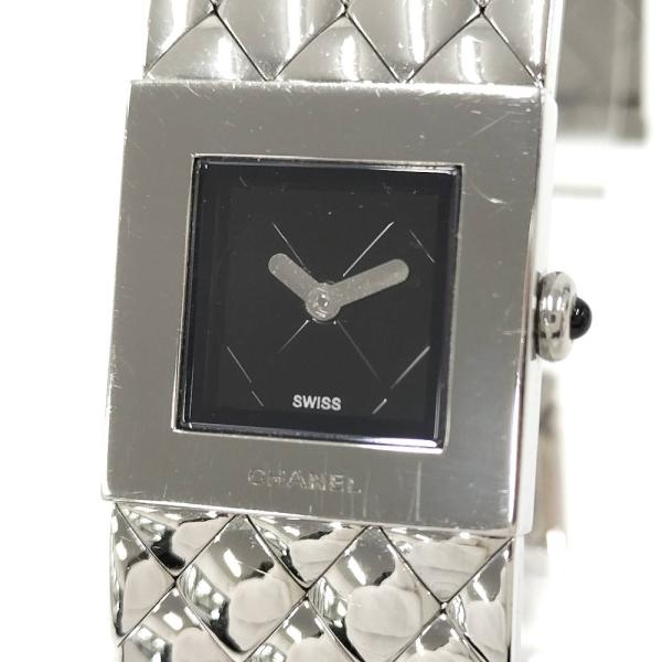 CHANEL マトラッセ 腕時計 文字盤黒 稼働 コマあり CHANEL（シャネル） レディース 腕時計 マトラッセ SS クオーツ