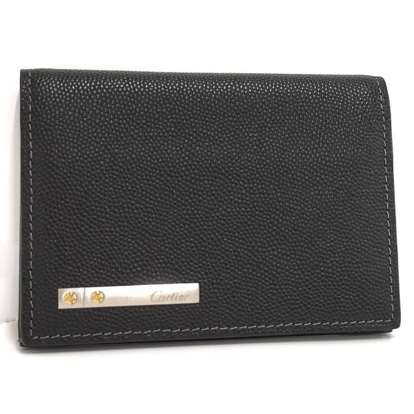極美品✨Cartier カルティエ　名刺入れ　サントス　ブラック　本革 Cartier（カルティエ） サントス 名刺入れ レザー ブラック : JJ