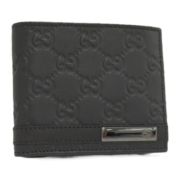 GUCCI ブラックレザー 二つ折り財布 GUCCI ブラックレザー 二つ折り財布