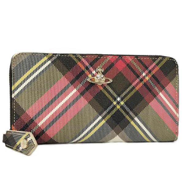 ヴィヴィアンウエストウッド　長財布　オーブ　PVC ラウンドファスナー　チェック Vivienne Westwood（ヴィヴィアンウエストウッド） ラウンドファスナー